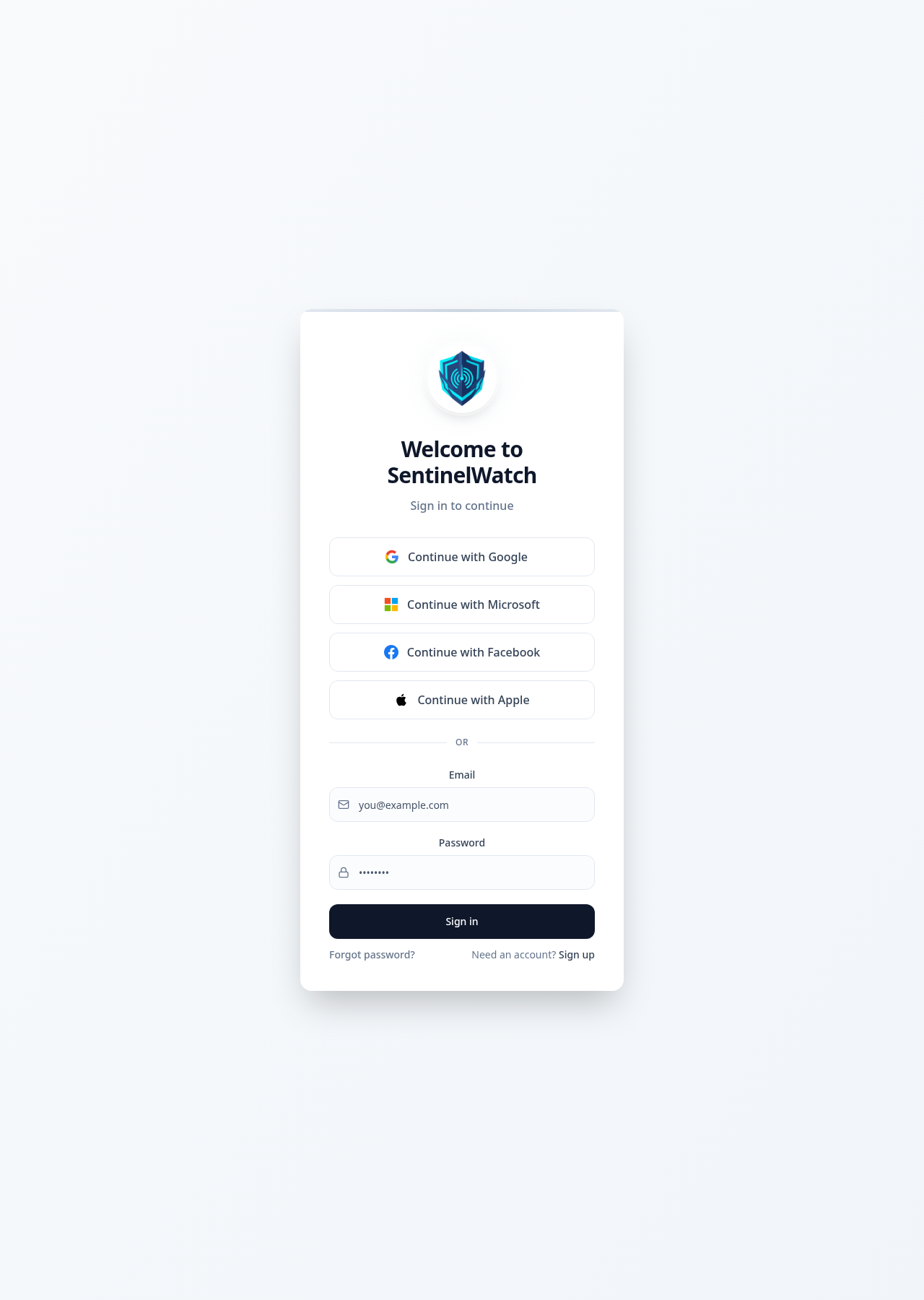 SentinelWatch website preview