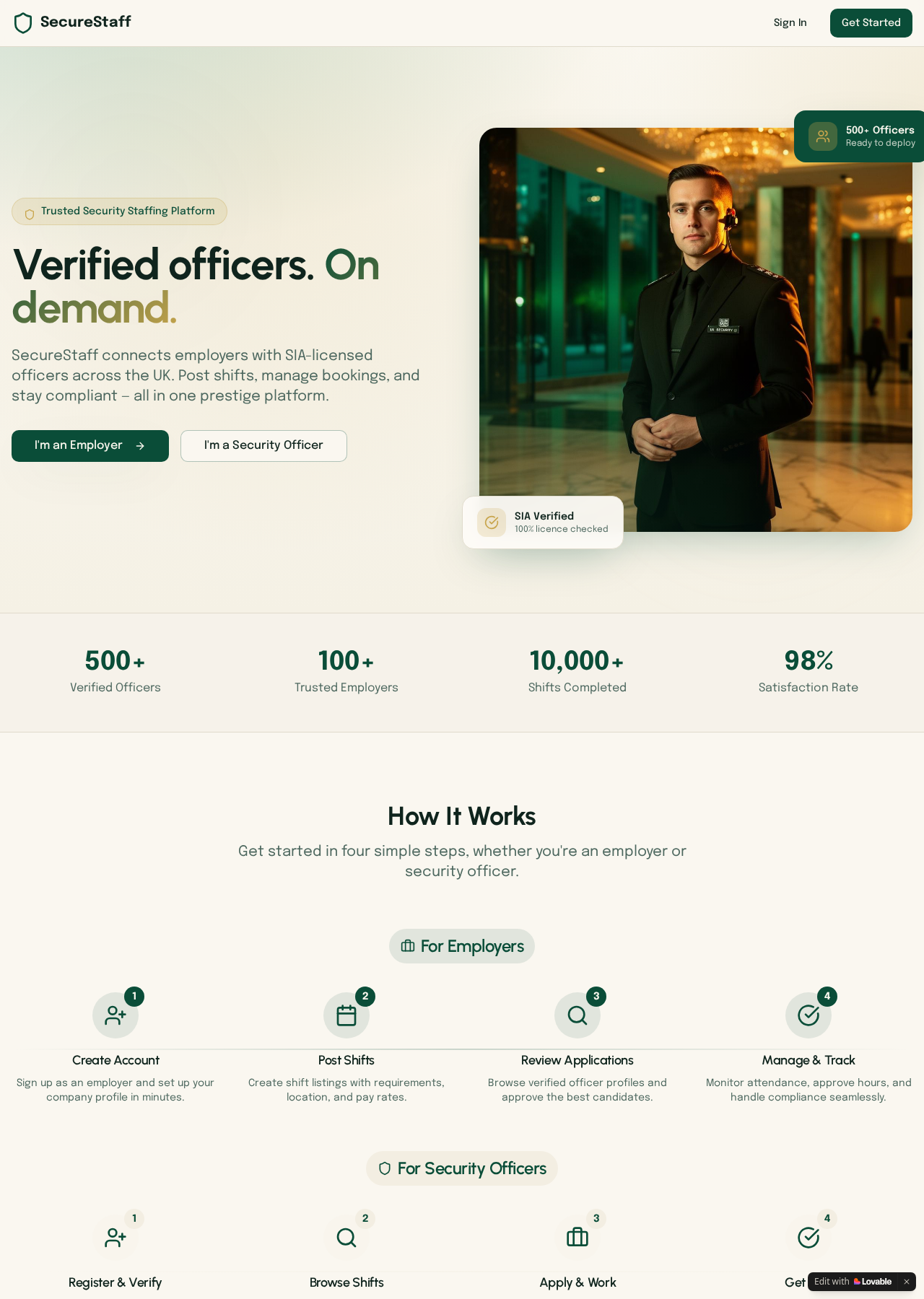 SecureStaff website preview