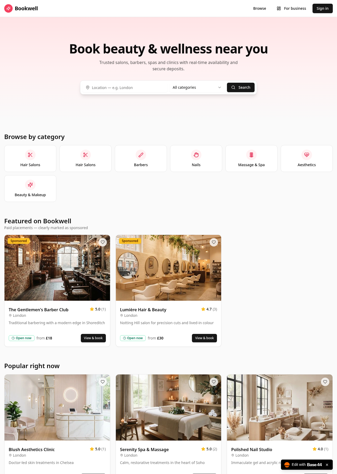 Bookwell website preview