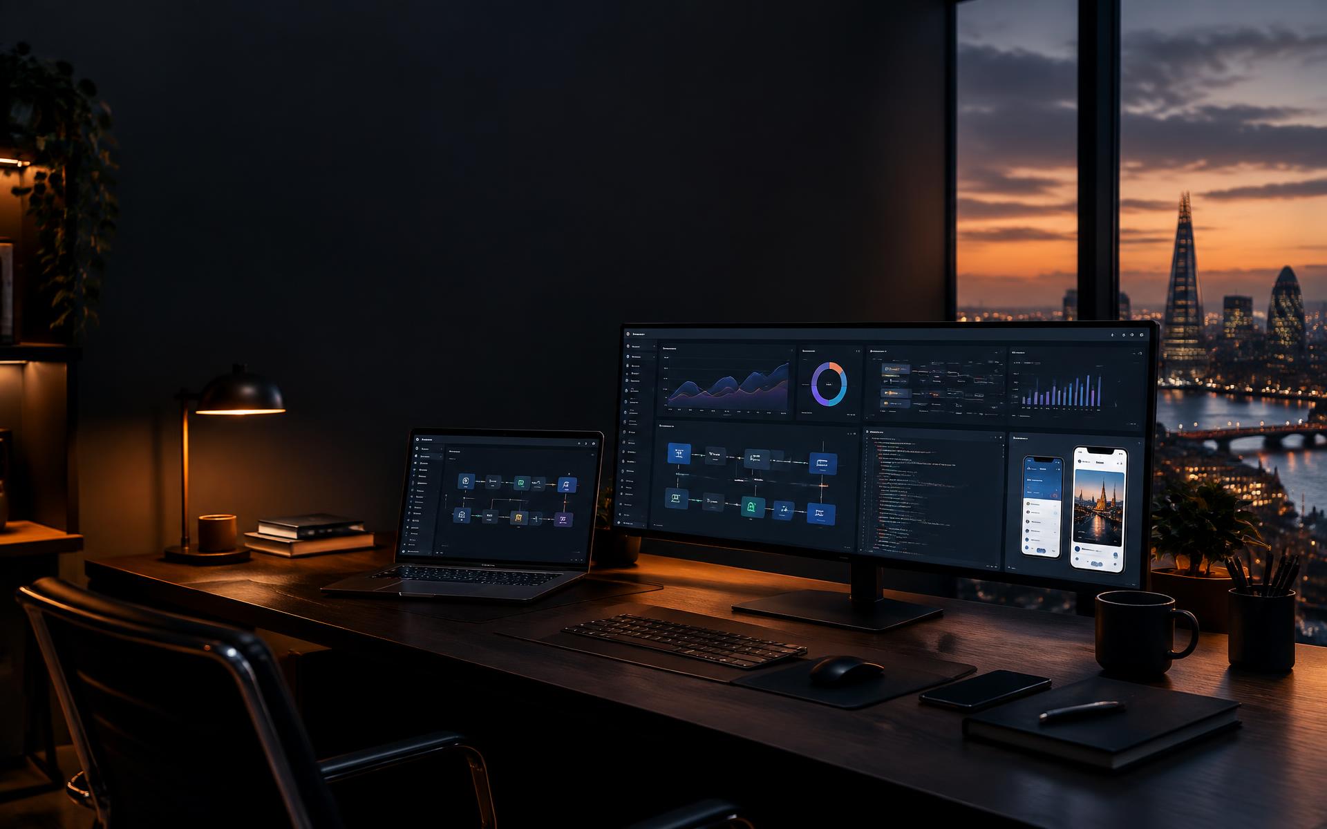 VersaTech digital product workspace overlooking London